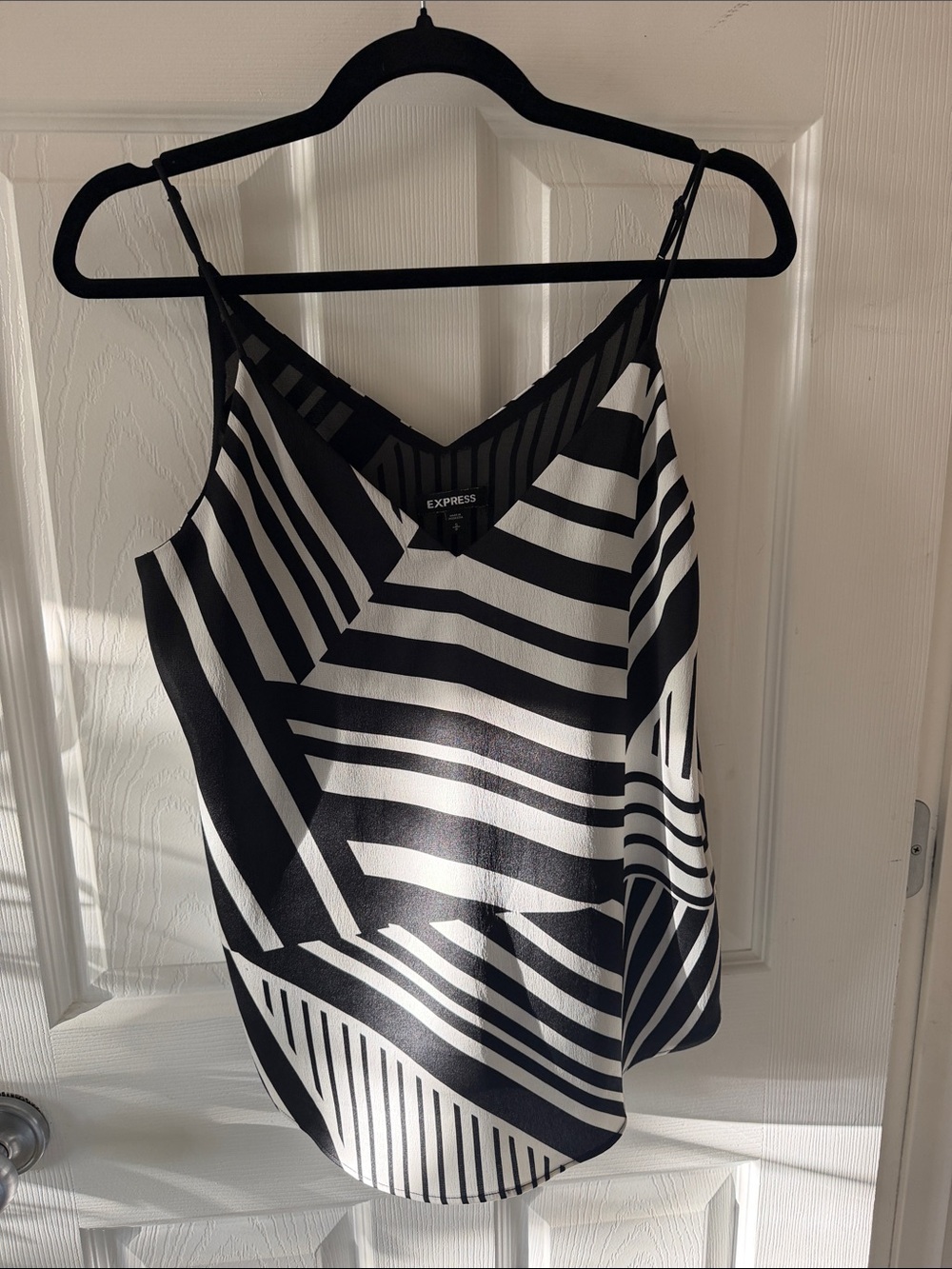 Express Black and White Striped V-Neck Cami